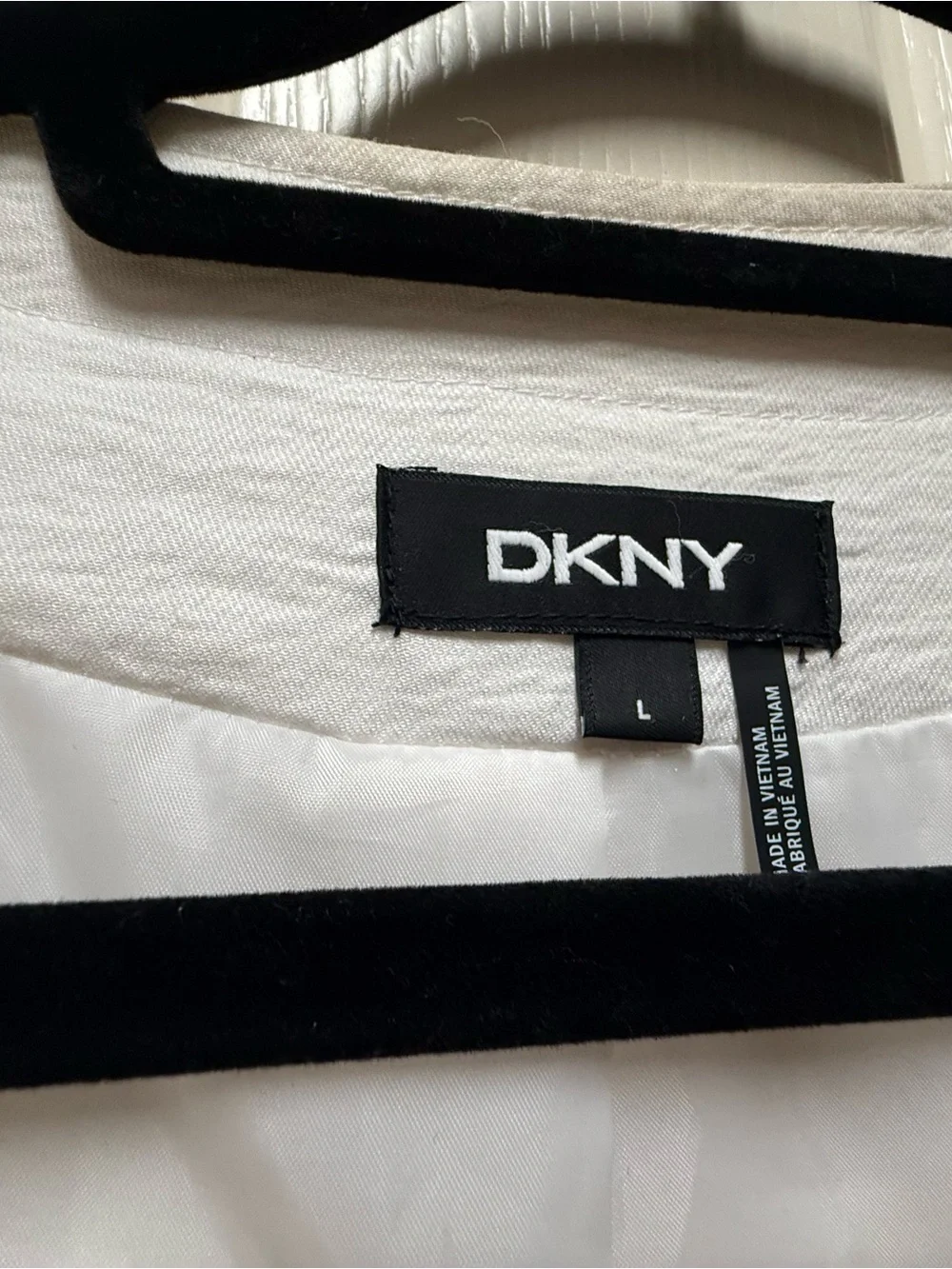 DKNY White Textured Zip-Pocket Blazer
